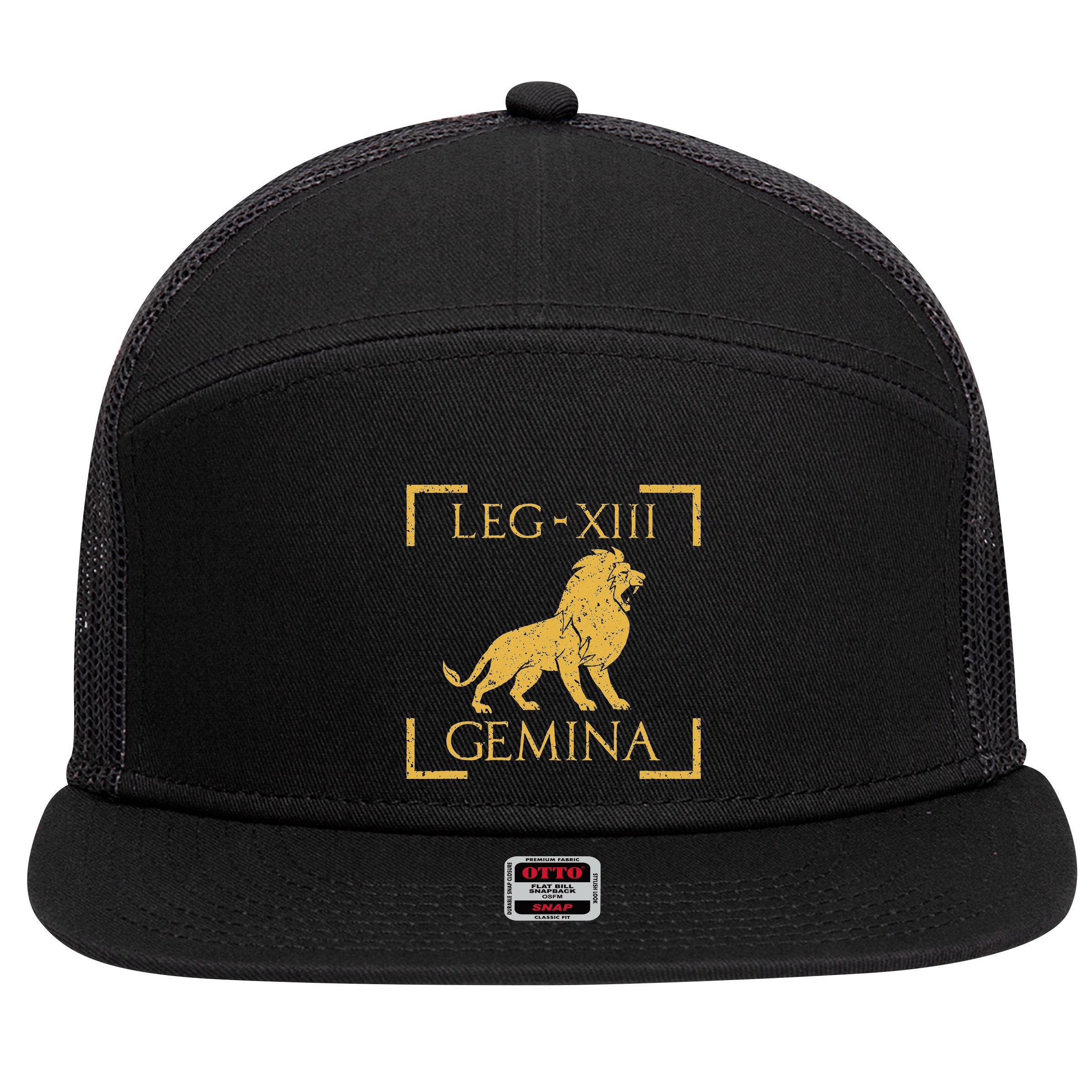 Legio Xiii Gemina Lion Emblem Roman 7 Panel Mesh Trucker Snapback Hat