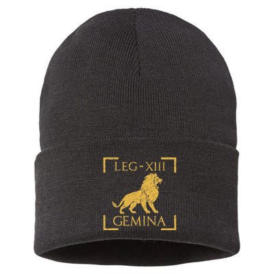 Legio Xiii Gemina Lion Emblem Roman Sustainable Knit Beanie
