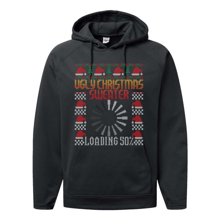 Loading Xmas Gaming Nerd Gamer Game Ugly Christmas Performance Fleece Hoodie