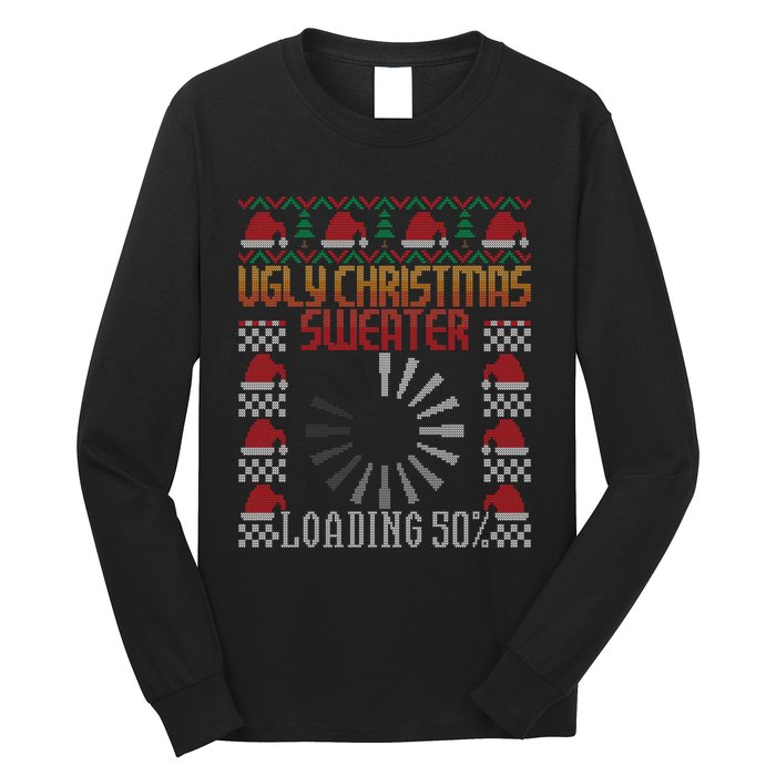 Loading Xmas Gaming Nerd Gamer Game Ugly Christmas Long Sleeve Shirt