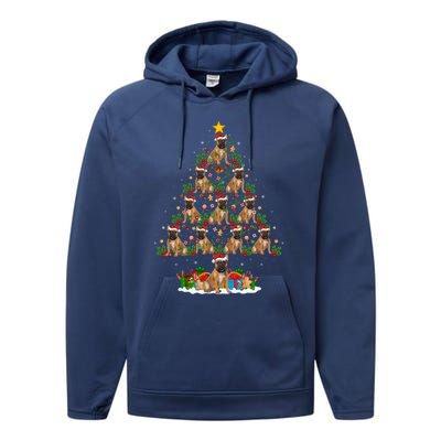 Lighting Xmas Holiday Santa Bulldog Christmas Tree Cute Gift Performance Fleece Hoodie