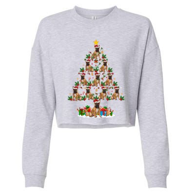 Lighting Xmas Holiday Santa Bulldog Christmas Tree Cute Gift Cropped Pullover Crew