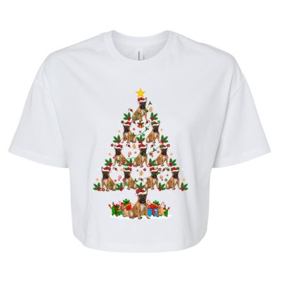 Lighting Xmas Holiday Santa Bulldog Christmas Tree Cute Gift Bella+Canvas Jersey Crop Tee