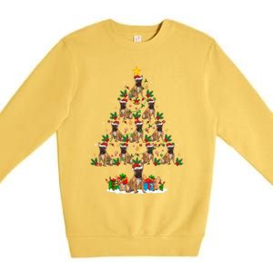 Lighting Xmas Holiday Santa Bulldog Christmas Tree Gift Premium Crewneck Sweatshirt