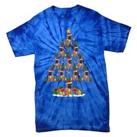 Lighting Xmas Holiday Santa Bulldog Christmas Tree Gift Tie-Dye T-Shirt