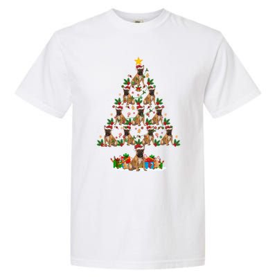 Lighting Xmas Holiday Santa Bulldog Christmas Tree Gift Garment-Dyed Heavyweight T-Shirt