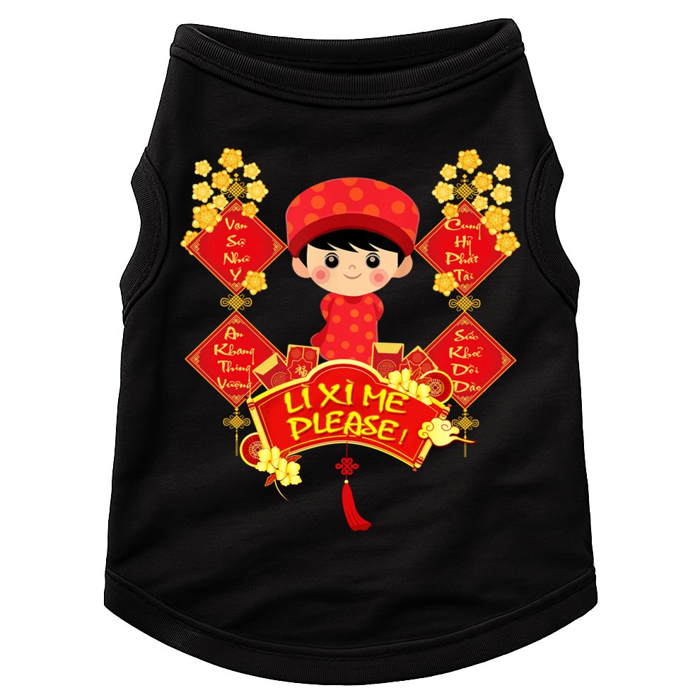 Li Xi Me Please Vietnamese Red Cute Ao Dai Flowers Great Gift Doggie Tank