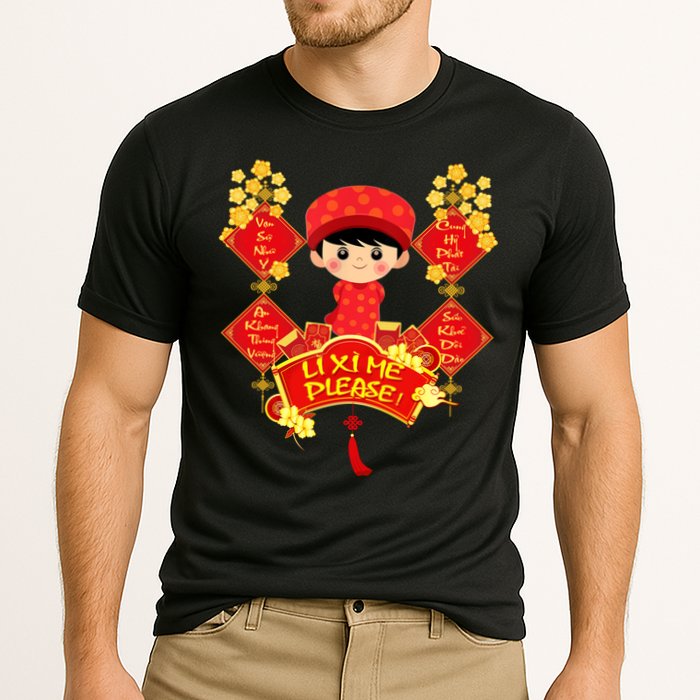 Li Xi Me Please Vietnamese Red Cute Ao Dai Flowers Great Gift Cooling Performance Crew T-Shirt