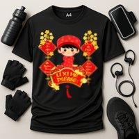 Li Xi Me Please Vietnamese Red Cute Ao Dai Flowers Great Gift Cooling Performance Crew T-Shirt