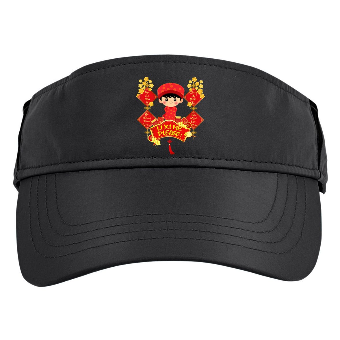 Li Xi Me Please Vietnamese Red Cute Ao Dai Flowers Great Gift Adult Drive Performance Visor