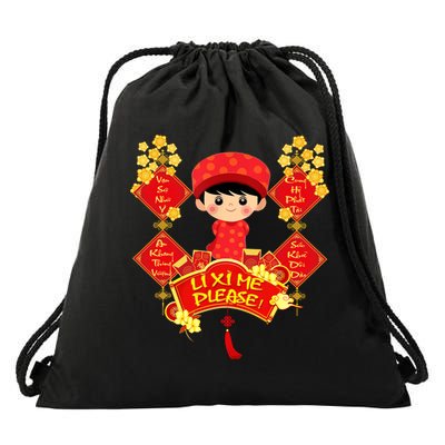 Li Xi Me Please Vietnamese Red Cute Ao Dai Flowers Great Gift Drawstring Bag