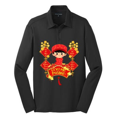 Li Xi Me Please Vietnamese Red Cute Ao Dai Flowers Great Gift Silk Touch Performance Long Sleeve Polo