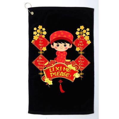 Li Xi Me Please Vietnamese Red Cute Ao Dai Flowers Great Gift Golf Towel