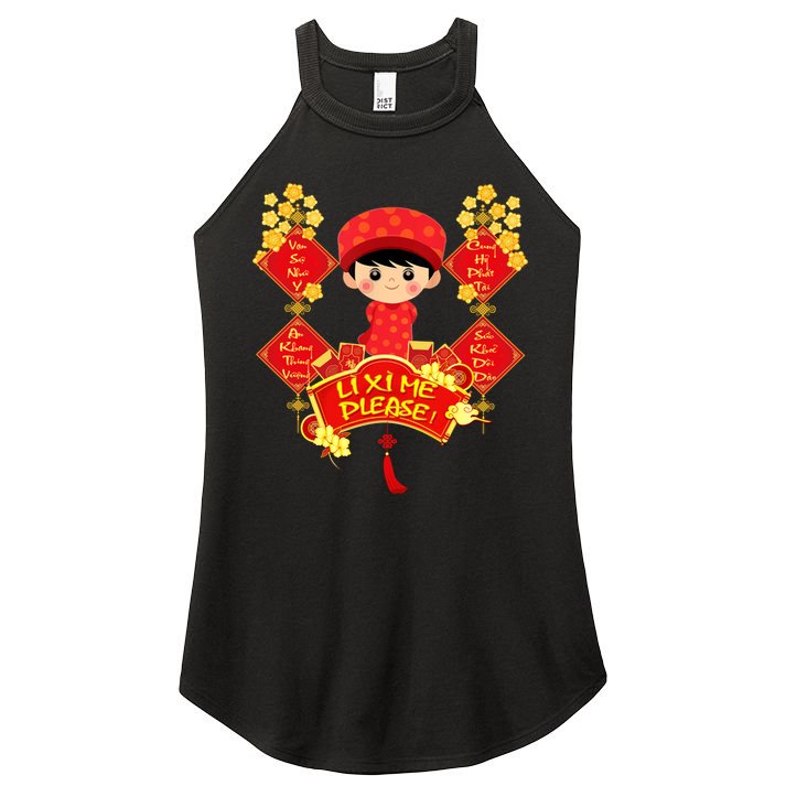 Li Xi Me Please Vietnamese Red Cute Ao Dai Flowers Great Gift Women's Perfect Tri Rocker Tank