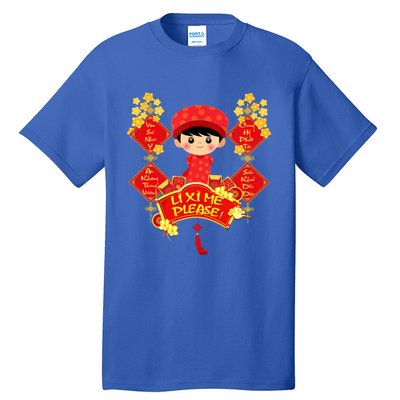 Li Xi Me Please Vietnamese Red Cute Ao Dai Flowers Great Gift Tall T-Shirt