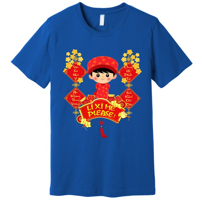 Li Xi Me Please Vietnamese Red Cute Ao Dai Flowers Great Gift Premium T-Shirt