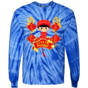 Li Xi Me Please Vietnamese Red Cute Ao Dai Flowers Great Gift Tie-Dye Long Sleeve Shirt