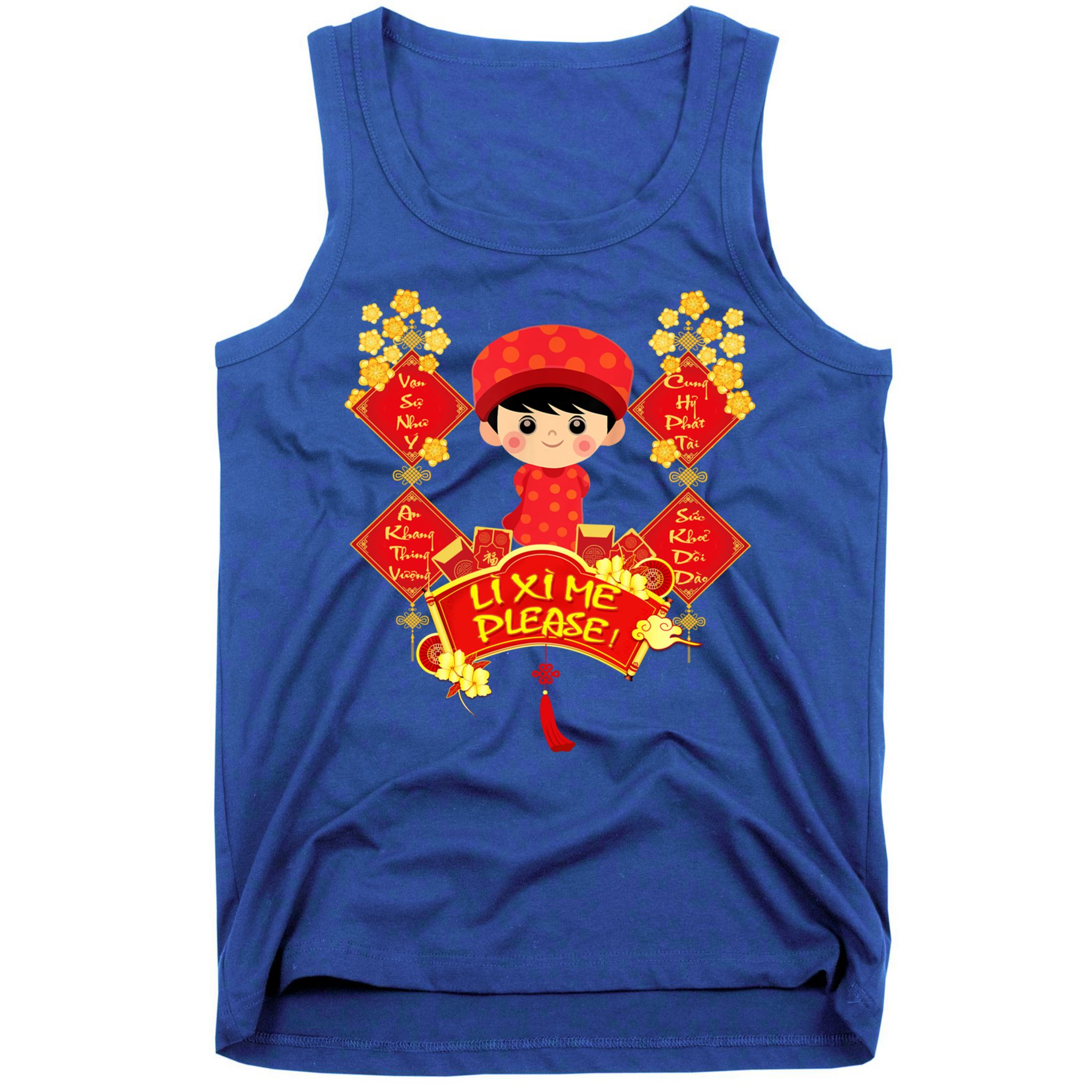 Li Xi Me Please Vietnamese Red Cute Ao Dai Flowers Great Gift Tank Top
