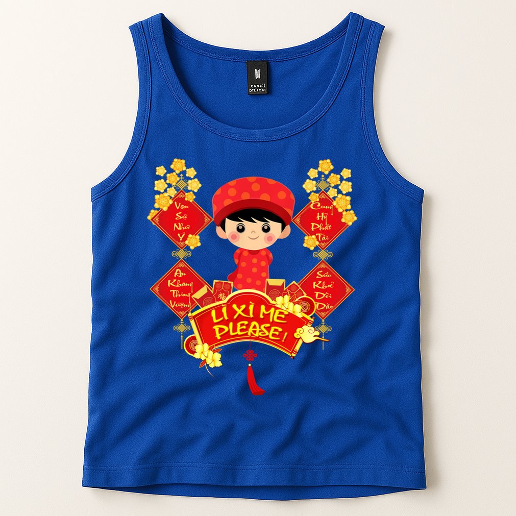 Li Xi Me Please Vietnamese Red Cute Ao Dai Flowers Great Gift Tank Top
