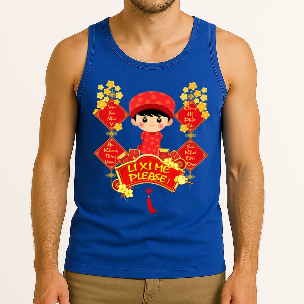Li Xi Me Please Vietnamese Red Cute Ao Dai Flowers Great Gift Tank Top