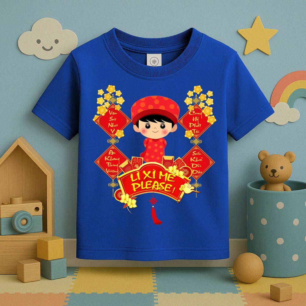 Li Xi Me Please Vietnamese Red Cute Ao Dai Flowers Great Gift Toddler T-Shirt