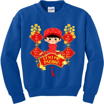 Li Xi Me Please Vietnamese Red Cute Ao Dai Flowers Great Gift Kids Sweatshirt