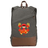 Li Xi Me Please Vietnamese Red Cute Ao Dai Flowers Great Gift Cotton Canvas Backpack