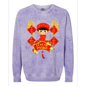 Li Xi Me Please Vietnamese Red Cute Ao Dai Boy Flowers Gift Colorblast Crewneck Sweatshirt