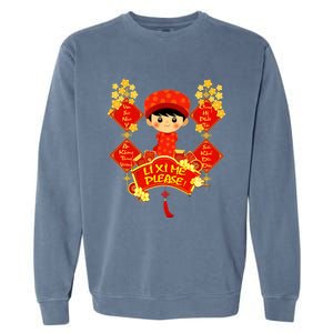 Li Xi Me Please Vietnamese Red Cute Ao Dai Boy Flowers Gift Garment-Dyed Sweatshirt