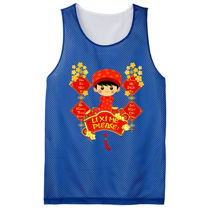 Li Xi Me Please Vietnamese Red Cute Ao Dai Boy Flowers Gift Mesh Reversible Basketball Jersey Tank