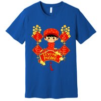 Li Xi Me Please Vietnamese Red Cute Ao Dai Boy Flowers Gift Premium T-Shirt