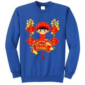 Li Xi Me Please Vietnamese Red Cute Ao Dai Boy Flowers Gift Tall Sweatshirt