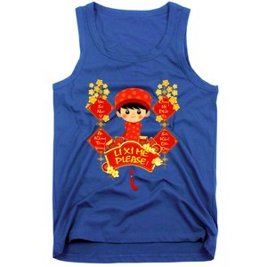 Li Xi Me Please Vietnamese Red Cute Ao Dai Boy Flowers Gift Tank Top