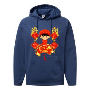 Li Xi Me Please Vietnamese Red Cute Ao Dai Boy Flowers Gift Performance Fleece Hoodie