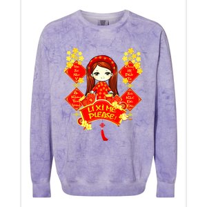 Li Xi Me Please Vietnamese Red Cute Ao Dai Girl Flowers Meaningful Gift Colorblast Crewneck Sweatshirt