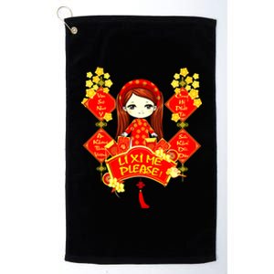 Li Xi Me Please Vietnamese Red Cute Ao Dai Girl Flowers Meaningful Gift Platinum Collection Golf Towel