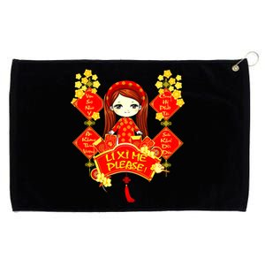 Li Xi Me Please Vietnamese Red Cute Ao Dai Girl Flowers Meaningful Gift Grommeted Golf Towel