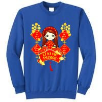 Li Xi Me Please Vietnamese Red Cute Ao Dai Girl Flowers Meaningful Gift Sweatshirt