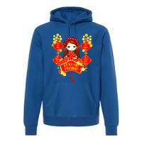 Li Xi Me Please Vietnamese Red Cute Ao Dai Girl Flowers Meaningful Gift Premium Hoodie