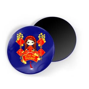 Li Xi Me Please Vietnamese Red Cute Ao Dai Girl Flowers Meaningful Gift Magnet