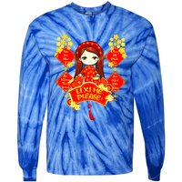 Li Xi Me Please Vietnamese Red Cute Ao Dai Girl Flowers Meaningful Gift Tie-Dye Long Sleeve Shirt