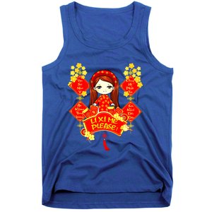 Li Xi Me Please Vietnamese Red Cute Ao Dai Girl Flowers Meaningful Gift Tank Top