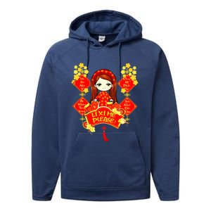 Li Xi Me Please Vietnamese Red Cute Ao Dai Girl Flowers Meaningful Gift Performance Fleece Hoodie