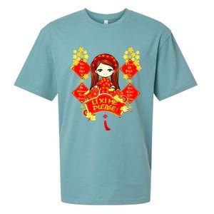 Li Xi Me Please Vietnamese Red Cute Ao Dai Girl Flowers Meaningful Gift Sueded Cloud Jersey T-Shirt