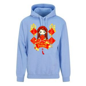 Li Xi Me Please Vietnamese Red Cute Ao Dai Girl Flowers Meaningful Gift Unisex Surf Hoodie