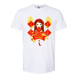 Li Xi Me Please Vietnamese Red Cute Ao Dai Girl Flowers Meaningful Gift Softstyle CVC T-Shirt