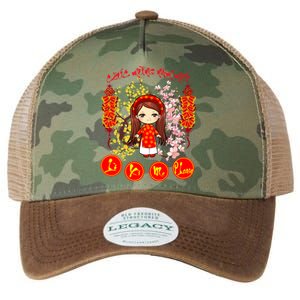 Li Xi Me Please Vietnamese Red Cute Ao Dai Girl Flowers Cool Gift Legacy Tie Dye Trucker Hat