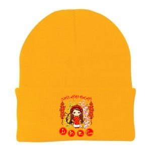 Li Xi Me Please Vietnamese Red Cute Ao Dai Girl Flowers Cool Gift Knit Cap Winter Beanie