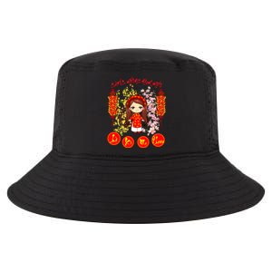 Li Xi Me Please Vietnamese Red Cute Ao Dai Girl Flowers Cool Gift Cool Comfort Performance Bucket Hat