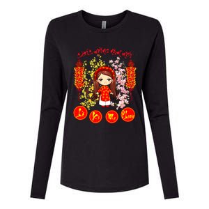 Li Xi Me Please Vietnamese Red Cute Ao Dai Girl Flowers Cool Gift Womens Cotton Relaxed Long Sleeve T-Shirt